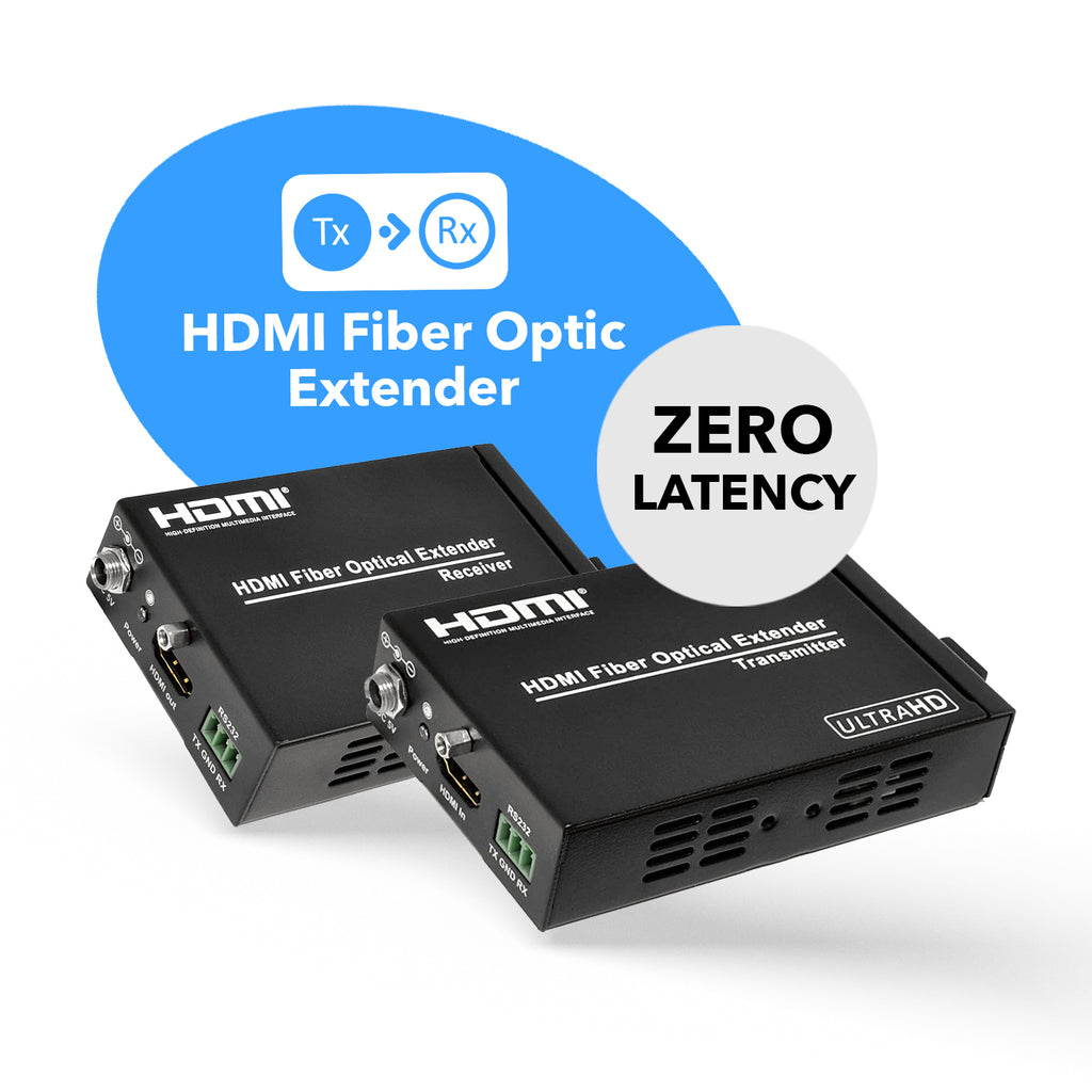 4K HDMI Extender Balun Over Fiber Optics Cable up to 1Km (3300 Feet), Supports IR, RS-232 (HDS-FO-K)