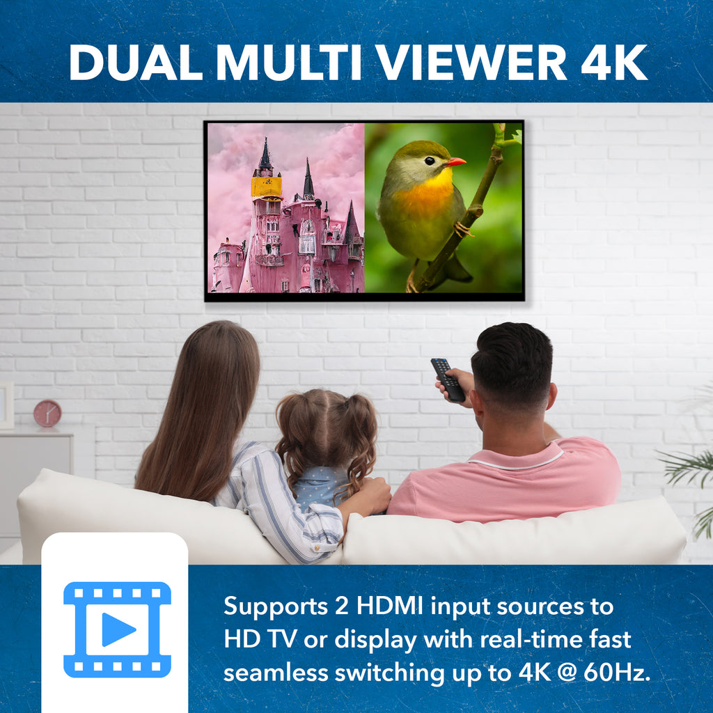 Ultra HD 4K Multi-Viewer 2x1 HDMI Seamless Video Switch(UHD-201MV)