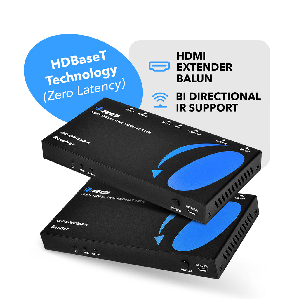 Ultra HD 4K HDMI Extender with HDBaseT Over CAT5e/6/7 Support ARC & Audio Extraction (UHD-EXB132AR-K)