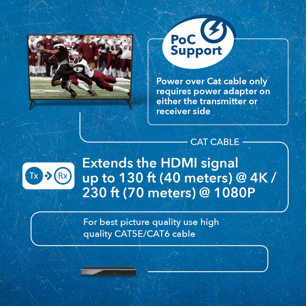 Ultra HD 4K HDMI Extender with HDBaseT Over CAT5e/6/7 Support ARC & Audio Extraction (UHD-EXB132AR-K)