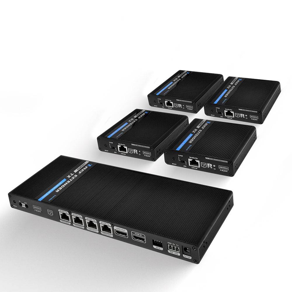 1x4 4K HDMI Extender Splitter Over Single CAT6/7 Up To 230 Ft - Ipcolor Technology – 18 Gbps, Bi-Directional IR, RS-232, EDID (UHD14-IPC230-K)