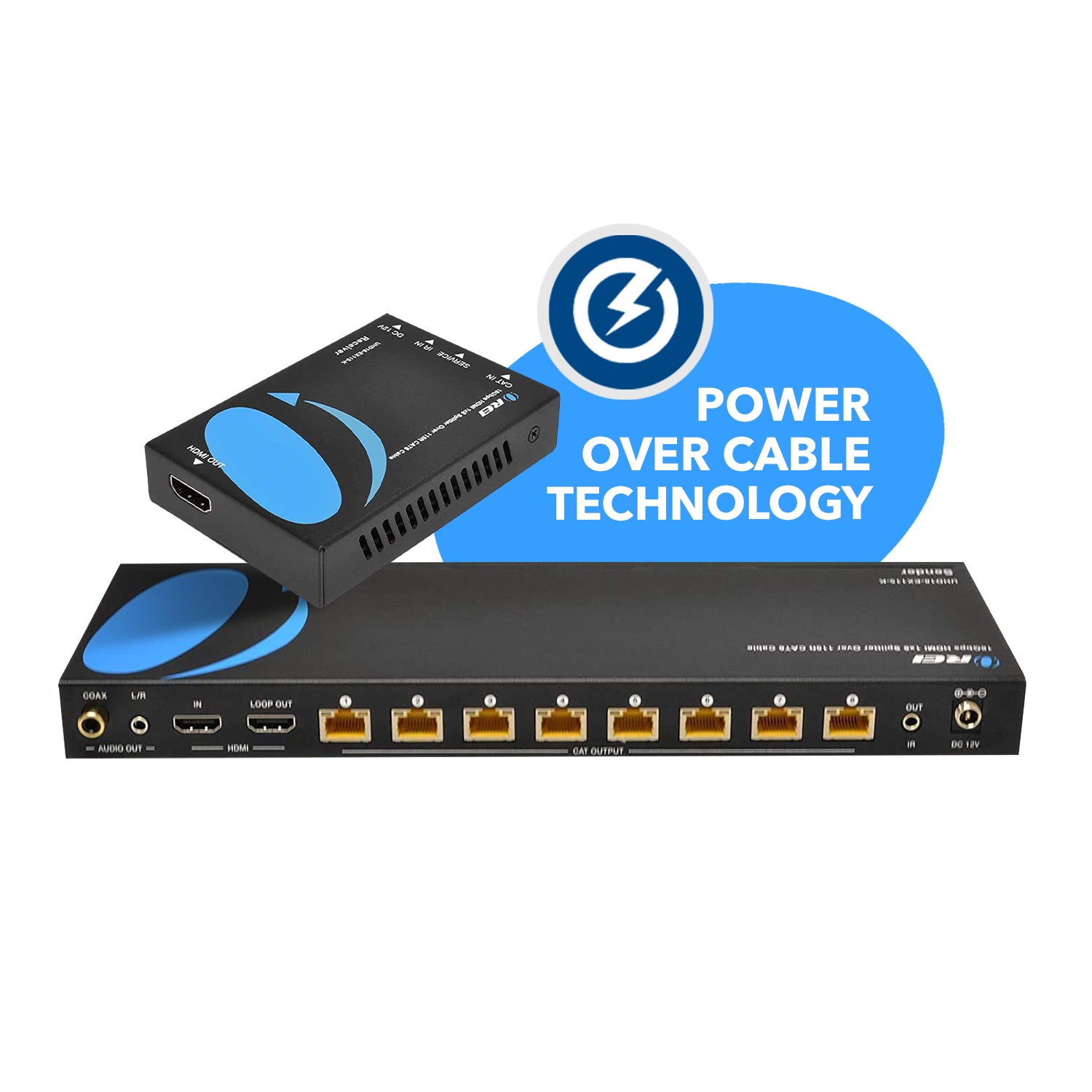 Ultra HD 1x8 HDMI Extender Splitter Over CAT6/7 Upto Ft support 4K, Loop-out, IR Remote, (UHD18-EX115-K) |