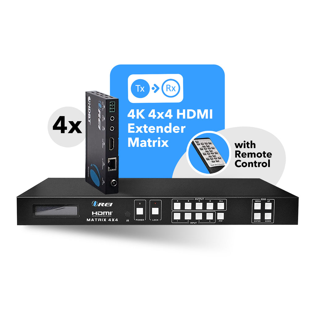 4K HDBaseT 4x4 HDMI™ Extender Matrix (Loop) - 230ft (cat6)-UHD44-EX230-K