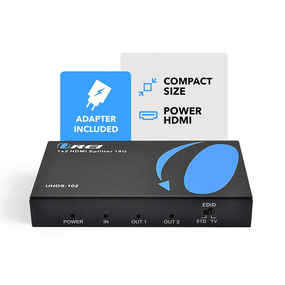 1x2 HDMI Splitter : 1-in 2-out, UltraHD 4K, EDID (UHDS-102)