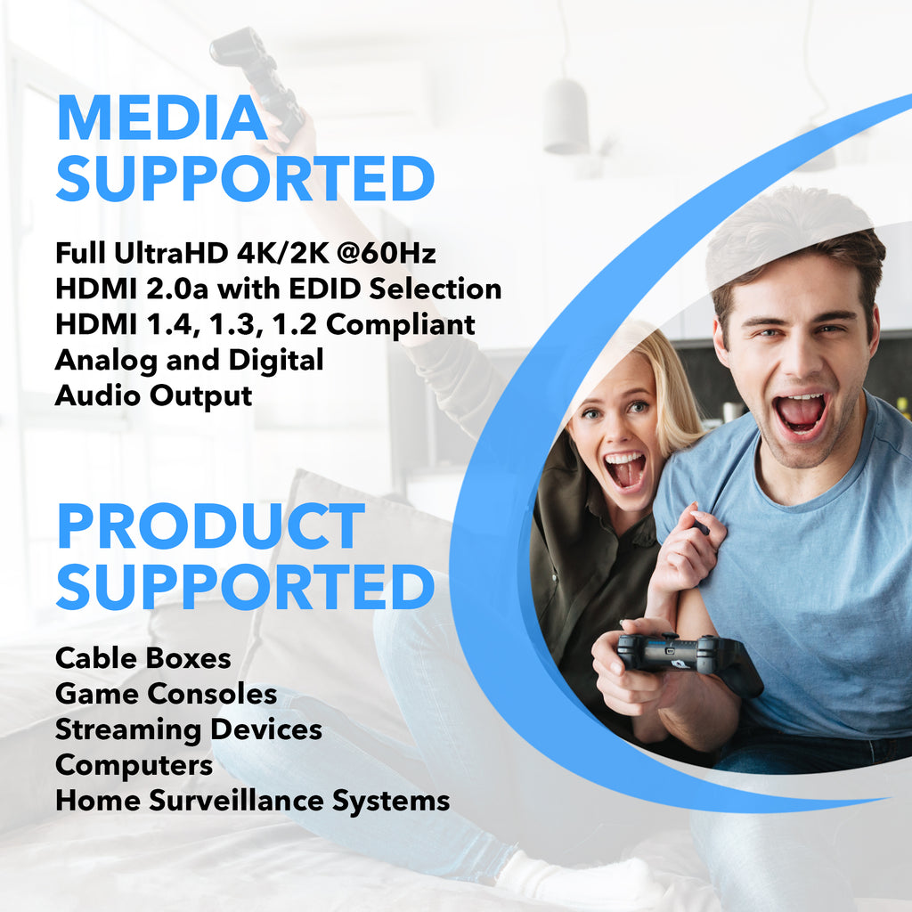 4K@60Hz 1x2 HDMI™ Splitter (Downscaler, Audio Extract)-UHDS-102A