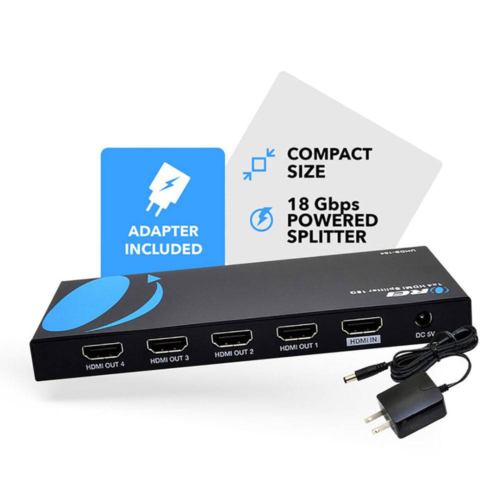 Tjen mikroskop firkant 1x4 HDMI Splitter : 1-in 4-out, UltraHD 4K, EDID (UHDS-104) | OREI