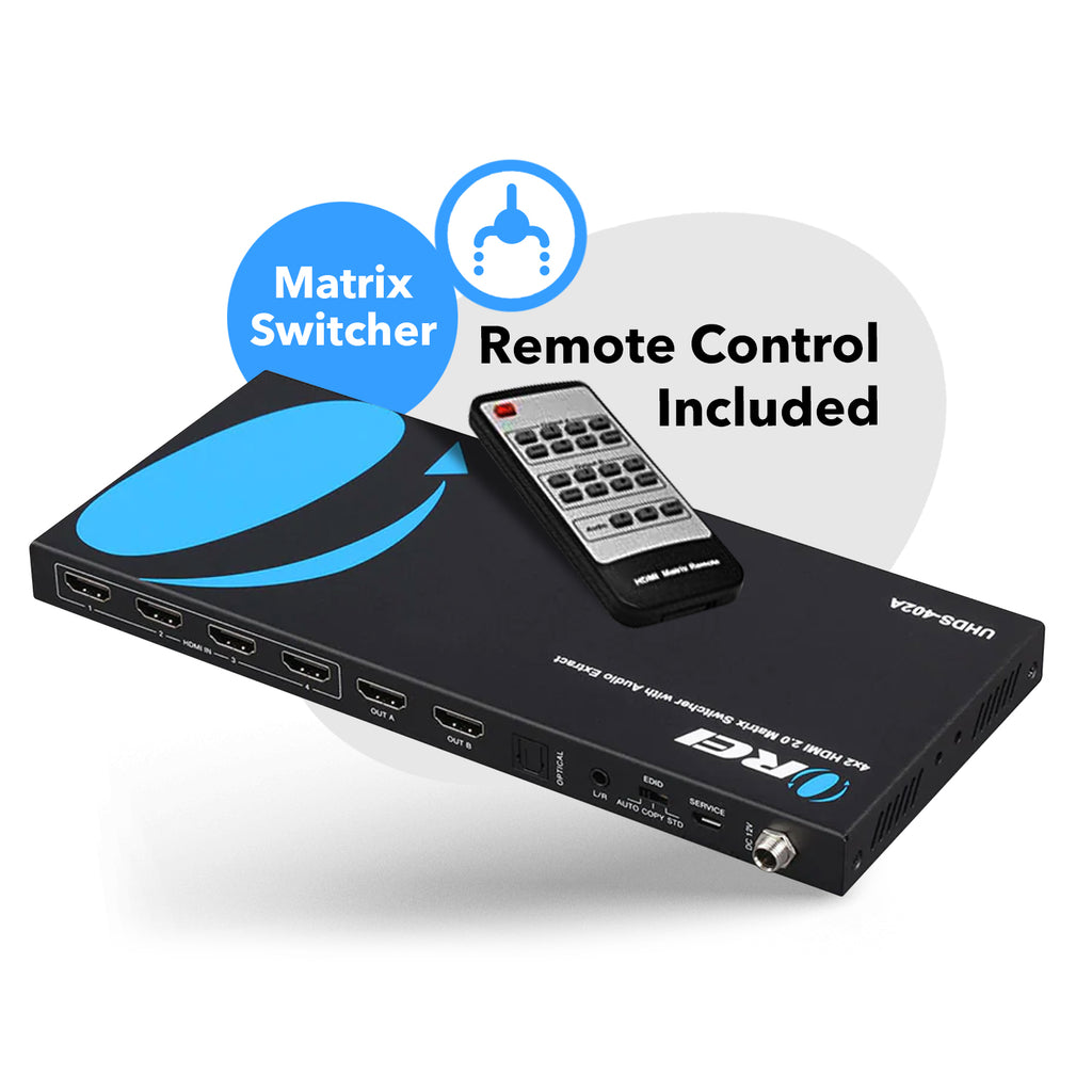 4x2 HDMI Matrix Switcher with Audio Extraction (UHDS-402A)