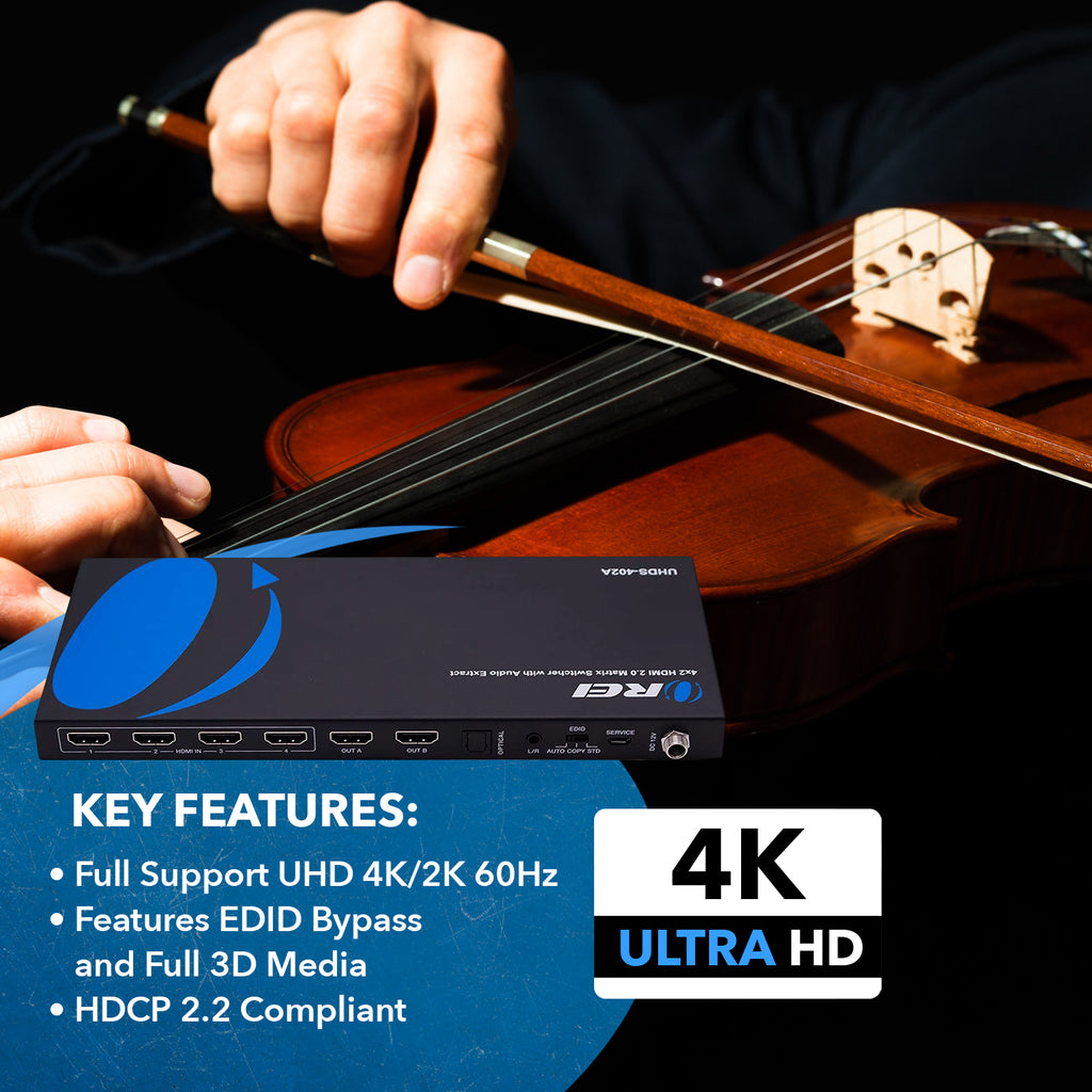 4K@60hz 4x2 HDMI™ Matrix  (Audio Extract)-UHDS-402A