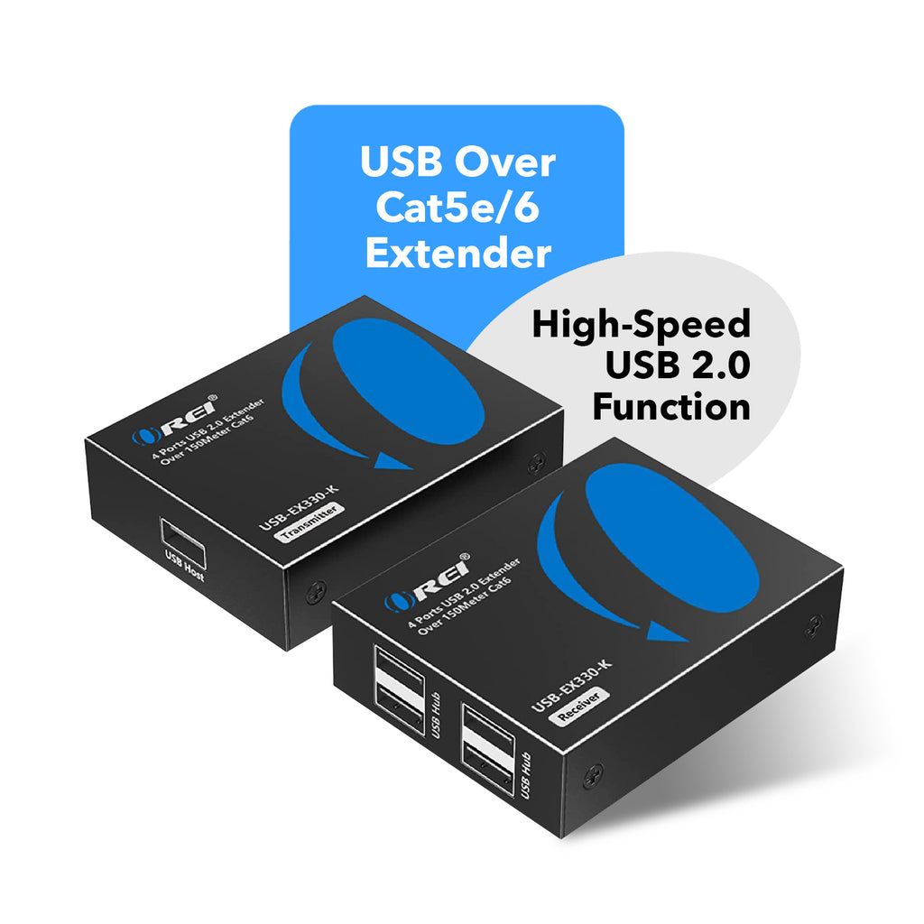 USB Over Ethernet Extender Upto 330 Feet - Extends USB 2.0 Signal Over CAT5e/6 LAN Ethernet Cable with 4 Ports (USB-EX330-K)