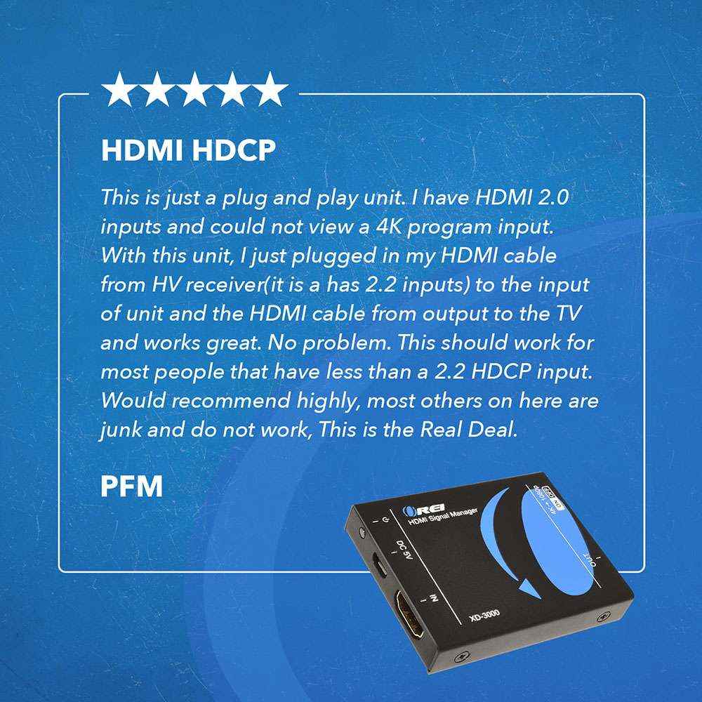 4K HDMI Signal Manager Supports HDMI 2.0, HDCP 2.3 - Downscale from 4K to 1080p (XD-3000)