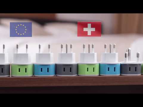 Switzerland Travel Adapter - 2 in 1 - Type J - Compact Design (US-11A)