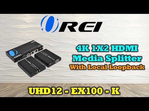 4K UltraHD 1x2 HDMI Extender Splitter Over CAT6/7 Up to 100 Ft with IR Remote & Loop-out (UHD12-EX100-K)